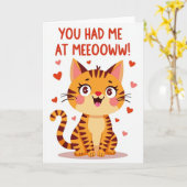 Carte de la Saint-Valentin Chat Mignon Meow (Fleur jaune)