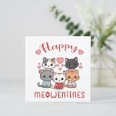 Carte de la Saint-Valentin Chaton Mignon Thème Fél (Debout devant)