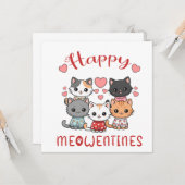 Carte de la Saint-Valentin Chaton Mignon Thème Fél (Devant/Arrière en situation)