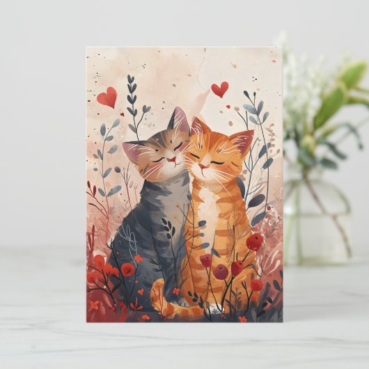 Carte de la Saint-Valentin Chats Mignons (Debout devant)