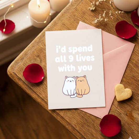Carte de la Saint-Valentin Chats Mignons Neuf Vies