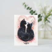 Carte de la Saint-Valentin Chats Noirs Protecteurs (Debout devant)