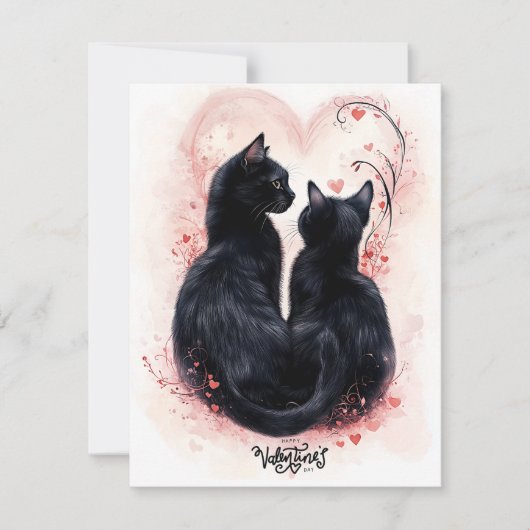 Carte de la Saint-Valentin Chats Noirs Protecteurs (Devant)