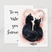Carte de la Saint-Valentin Chats Noirs Protecteurs (Devant / Derrière)