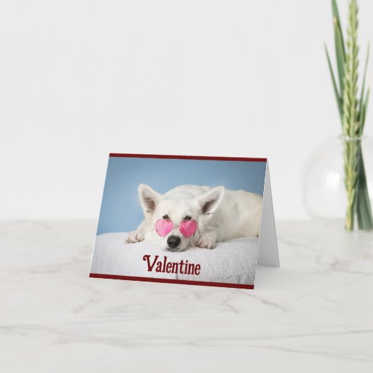 Carte de la Saint-Valentin Chien au cœur avec lune (Devant)