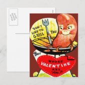Carte de la Saint-Valentin Chien Chaud Rétro Vinta (Devant / Derrière)
