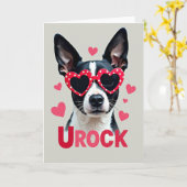 Carte de la Saint-Valentin Chien Mignon Urock (Fleur jaune)