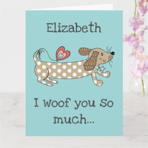 Carte de la Saint-Valentin Chien Saucisse personna