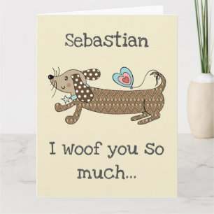 Carte de la Saint-Valentin Chien Saucisse personna