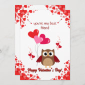 Carte de la Saint-Valentin chouette pour enfants (Devant / Derrière)