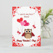 Carte de la Saint-Valentin chouette pour enfants (Debout devant)