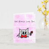 Carte de la Saint-Valentin Chouette t'aimera toujo (Fleur jaune)