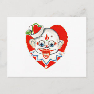 Carte de la Saint-Valentin Clown Rétro Vintage Ave