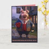 Carte de la Saint-Valentin Cochon Mignon (Fleur jaune)