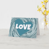 Carte de la Saint-Valentin Cœur Bleu Aqua de l'Amo (Fleur jaune)