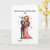 Carte de la Saint-Valentin Cœur Brodé Couple Squel (Fleur jaune)