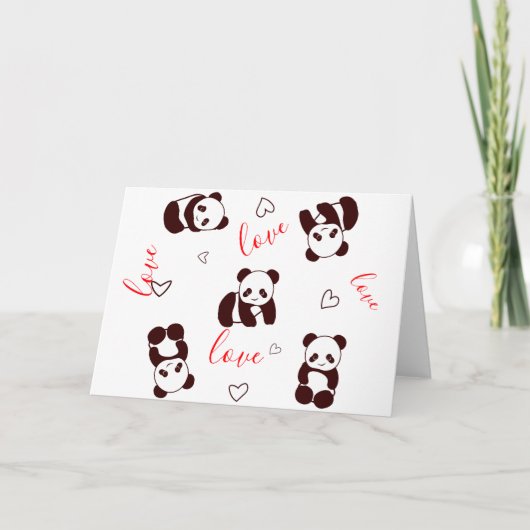 Carte de la Saint-Valentin Cœur de Panda Mignon (Devant)