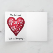 Carte de la Saint-Valentin cœur de roses roses vin (Intérieur)