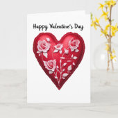 Carte de la Saint-Valentin cœur de roses roses vin (Fleur jaune)