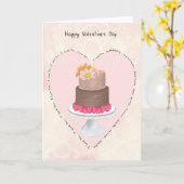 Carte de la Saint-Valentin cœur pastel et gâteau (Fleur jaune)