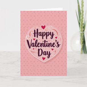 Carte de la Saint-Valentin cœur rose stratifié
