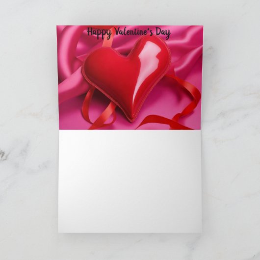 Carte de la Saint-Valentin Cœur Ruban Rose Cœur Ro (Intérieur)