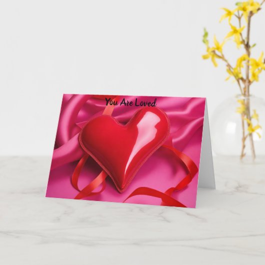 Carte de la Saint-Valentin Cœur Ruban Rose Cœur Ro (Fleur jaune)