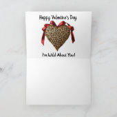Carte de la Saint-Valentin cœur ruban rouge léopar (Intérieur)