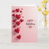 Carte de la Saint-Valentin coeurs 3D roses (Fleur jaune)