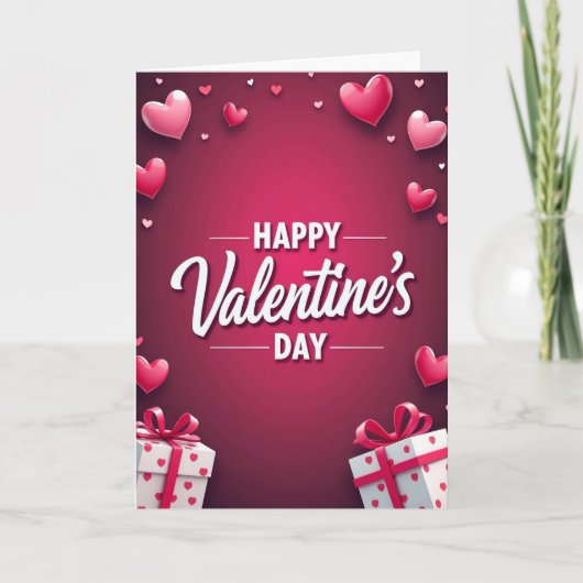 Carte de la Saint-Valentin Cœurs 3D Rouges (Devant)