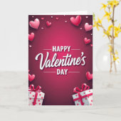 Carte de la Saint-Valentin Cœurs 3D Rouges (Fleur jaune)