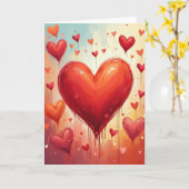 Carte de la Saint-Valentin Cœurs d'Art Rouge (Fleur jaune)
