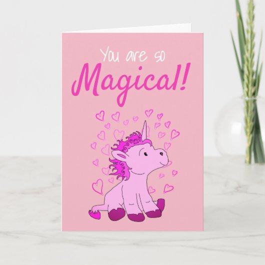 Carte de la Saint-Valentin Cœurs de Licorne Rose M (Devant)