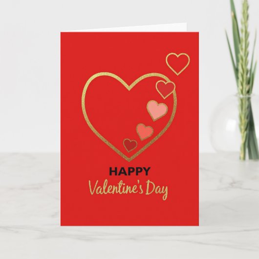 Carte de la Saint-Valentin Cœurs et Or (Devant)