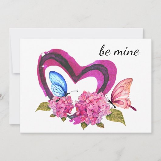 Carte de la Saint-Valentin Cœurs, Fleurs & Papillo (Devant)