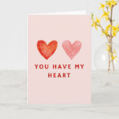 Carte de la Saint-Valentin cœurs roses (Fleur jaune)