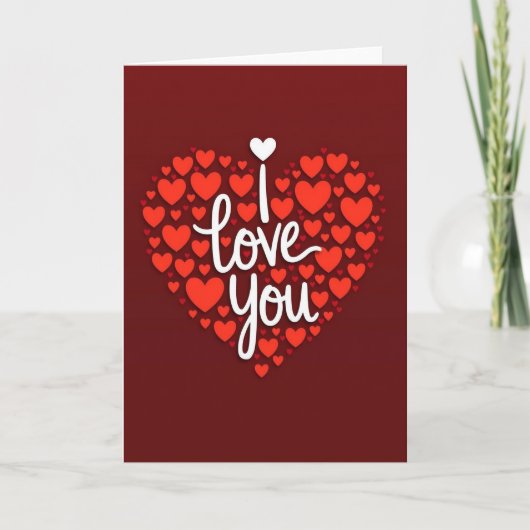 Carte de la Saint-Valentin Cœurs Superposés 'Je t' (Devant)