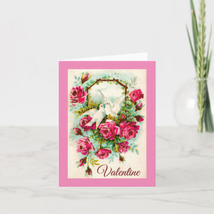 Carte de la Saint-Valentin colombes et roses