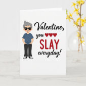 Carte de la Saint-Valentin Cool Guy Slay (Fleur jaune)