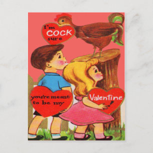Carte de la Saint-Valentin Coq Rétro Vintage