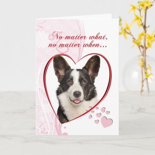 Carte de la Saint-Valentin Corgi (Fleur jaune)