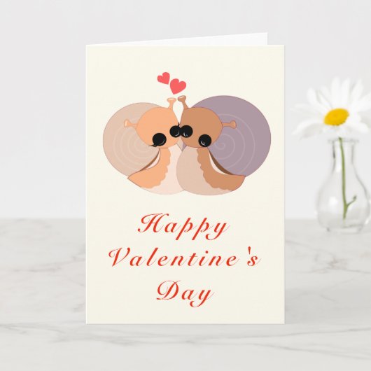 Carte de la Saint-Valentin Couple Amour Escargots (Petite plante)