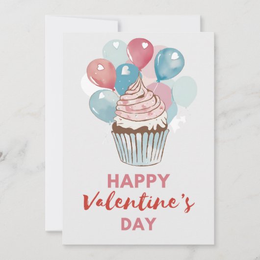 Carte de la Saint-Valentin Cupcake Ballon Aquarell (Devant)