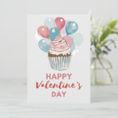 Carte de la Saint-Valentin Cupcake Ballon Aquarell (Debout devant)