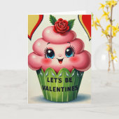 Carte de la Saint-Valentin Cupcake d'amour (Fleur jaune)