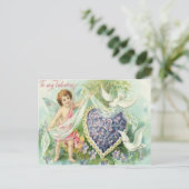 Carte de la Saint-Valentin Cupid Doves Rétro Vinta (Debout devant)
