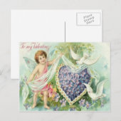 Carte de la Saint-Valentin Cupid Doves Rétro Vinta (Devant / Derrière)