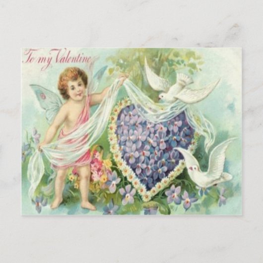 Carte de la Saint-Valentin Cupid Doves Rétro Vinta (Devant)