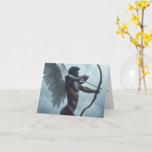 Carte de la Saint-Valentin - Cupidon noir (Fleur jaune)