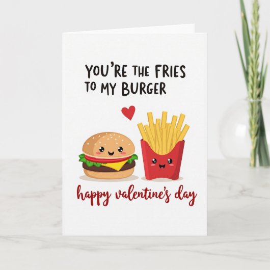 Carte de la Saint-Valentin Cute Burger Fries (Devant)